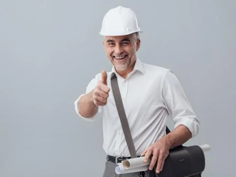 Construction engineer giving a thumbs up Stock Photos