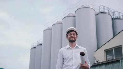 Construction engineer giving thumbs up sign Stock Footage 79654737