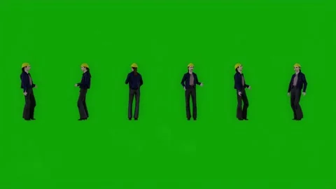 Construction engineer on green screen talking to workers with six different view 스톡 동영상 204792756