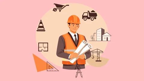 Construction Engineer Holding Blueprints at Development Project Site Video stock 327166126