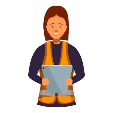 Construction engineer is holding a tablet and smiling Stock Illustration