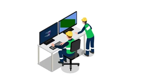 Construction engineer man in a helmet working on a computer 3d animation ca.. Stock Footage 282963516