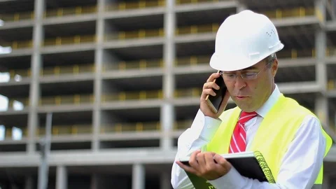 Construction engineer man works at construction site Vídeos de archivo 119315278