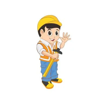 Construction engineer mascot2 logo brand, symbol, design, graphic, Stock Illustration
