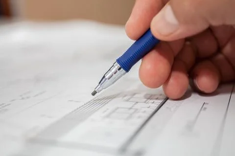 Construction engineer pencil selective focus Foto stock