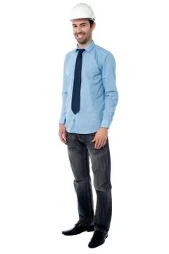 Construction engineer posing casually Stock Photos