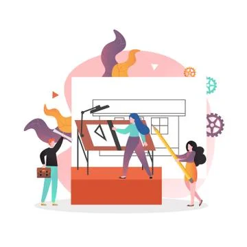 Construction engineer services, vector concept for web banner, website page Ilustración de archivo