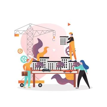 Construction engineer services, vector concept for web banner, website page Stock Illustration