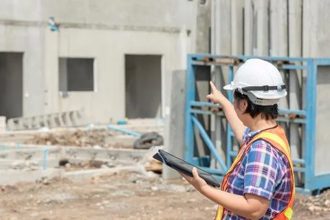 Construction Engineer Site Inspection Stock Photos
