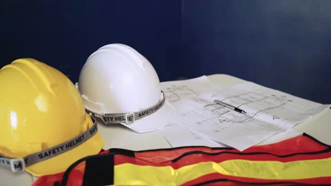 Construction Engineer, on-site planning, interior view work before decoration Stock Footage 157313661