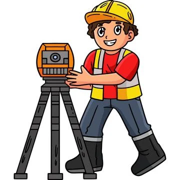 Construction Engineer with Surveying Tool Clipart Stockillustratie
