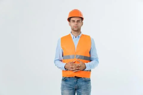 Construction engineer thinking, problem solving and solutions concept Stock Photos