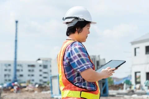 Construction Engineer Using Digital Tablet Stock Photos