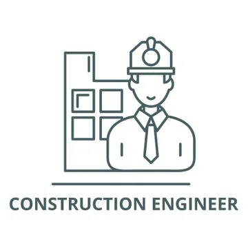 Construction engineer vector line icon, linear concept, outline sign, symbol Stock Illustration