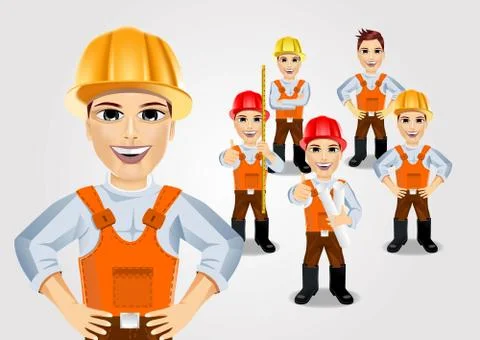 Construction engineer worker builder set 스톡 일러스트
