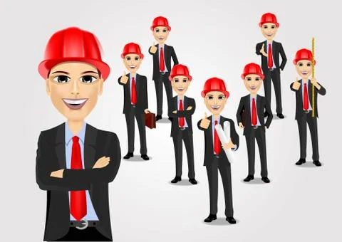 Construction engineer worker builder set Illustrazione stock