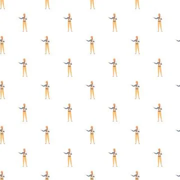 Construction engineer worker holding blueprint seamless pattern 库存插图