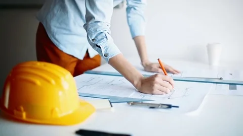 Construction engineer working on project Stock Footage 72597820