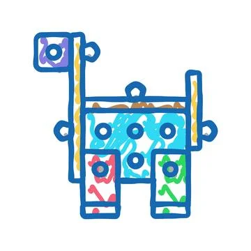 Construction engineering set toy baby icon doodle illustration Stock Illustration