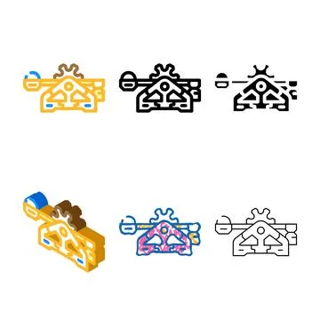 Construction engineering set toy styleset baby color icon vector Illustrazione stock