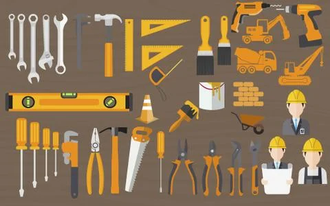 Construction engineering tools pack Stock Illustration