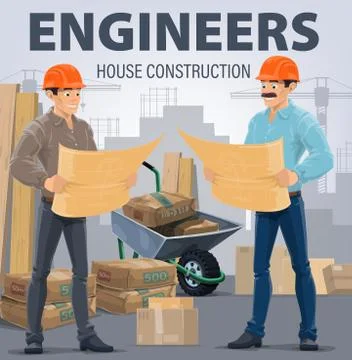 Construction engineers, building architects vector Ilustración de archivo