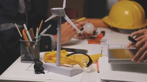 Construction engineers discussing project in office Stock Footage 331670878