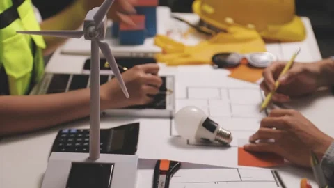 Construction engineers discussing project in office Stock Footage 331671252