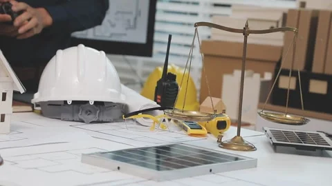 Construction engineers discussing project in office Stock Footage 331682590