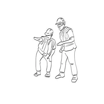 Construction engineers discussion illustration vector isolated on white Stock Illustration