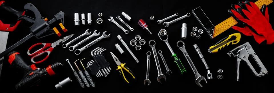 Construction equipment and tools Stock Photos