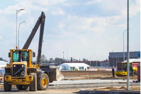 Construction equipment at the construction site Foto stock
