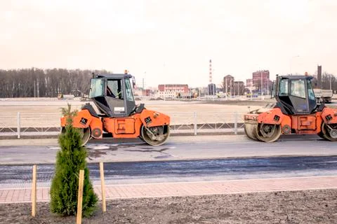 Construction equipment at the construction site Foto stock