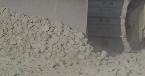 Construction equipment, crawler tractor, construction site, dry soil, sand, dust Stock Footage 308911977