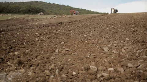 Construction equipment is developing a new vineyard Stock Footage 94364948
