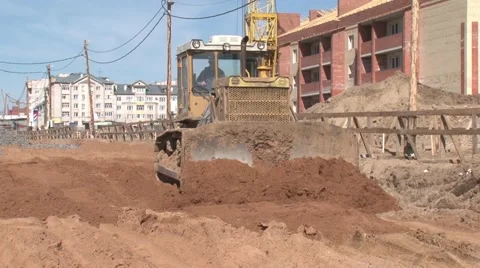 Construction equipment leveled ground. Stock Footage 53418510