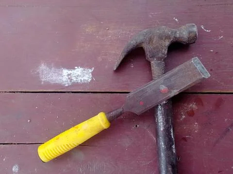 Construction equipment. meter and hammer Stock Photos