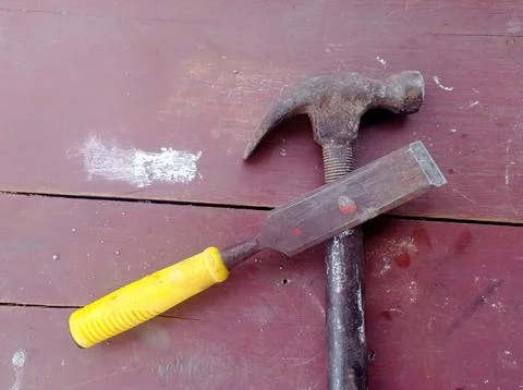 Construction equipment. meter and hammer Stock Photos