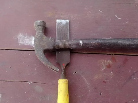 Construction equipment. meter and hammer Stock Photos