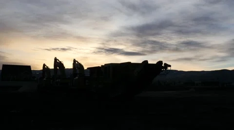 Construction equipment in the morning. Stock Footage 48981324