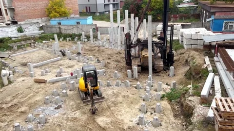 Construction equipment on the site Stock Footage 219504016