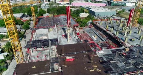 Construction equipment at site of new development in Miami Stock Footage 197050429