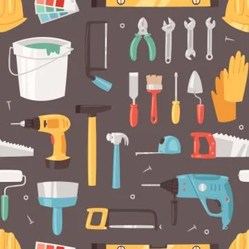 Construction equipment vector constructive tools of builder or constructor with Ilustración de archivo