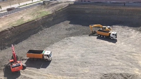 Construction Excavation Stock Footage 75594428