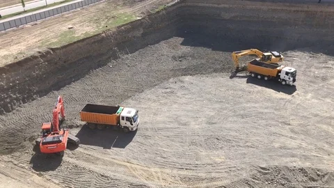 Construction Excavation Stock Footage 75594480