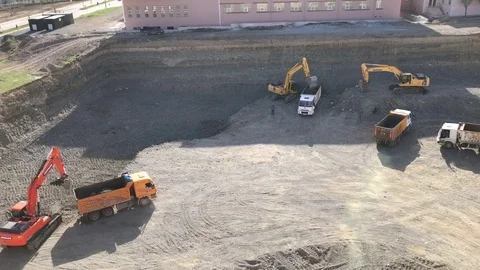 Construction Excavation Stock Footage 75594485