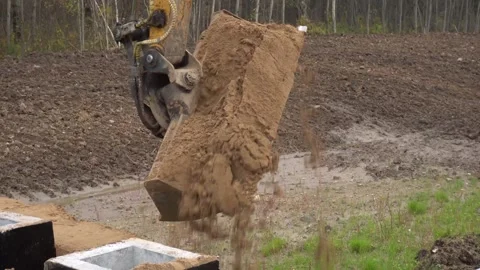 Construction, excavator bucket with earth Stock Footage 294179723