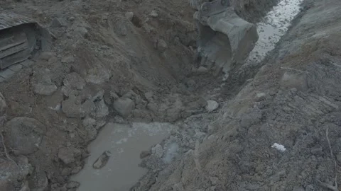 Construction, excavator bucket with earth Stock Footage 294180342