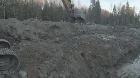Construction, excavator bucket with earth Stock Footage 294180357