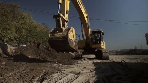 Construction excavator bucket leveled ground Stock Footage 71219095